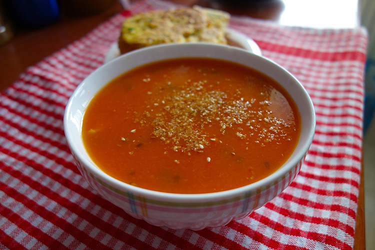 Tomato Soup with Toasted Seeds & Cauliflower